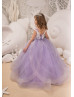 Lilac Lace Tulle Corset Back Tender Flower Girl Dress Lilac Lace Tulle Corset Back Tender Flower Girl Dress